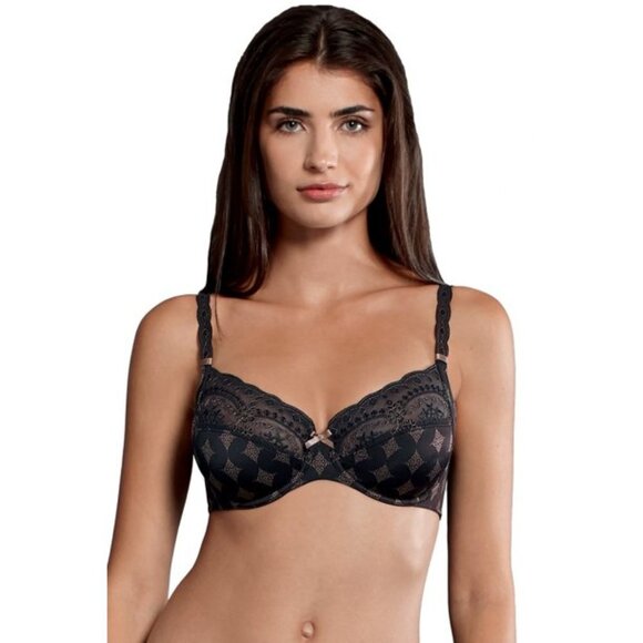 Anita Rosa Faia New Mila Underwire Bra beautiful floral embroidery in Blk - Picture 4 of 7